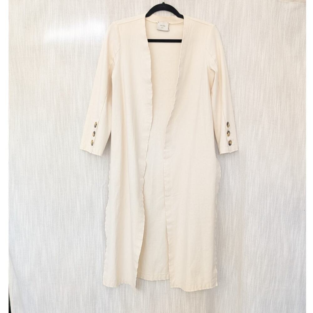 ALYSI Ivory Long Open Front Straight Hem Cardigan